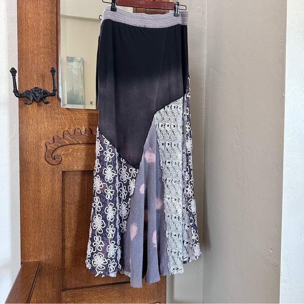 Anthropologie Aratta Silent Journey Black and Gray Patchwork Maxi Skirt - Picture 2 of 11